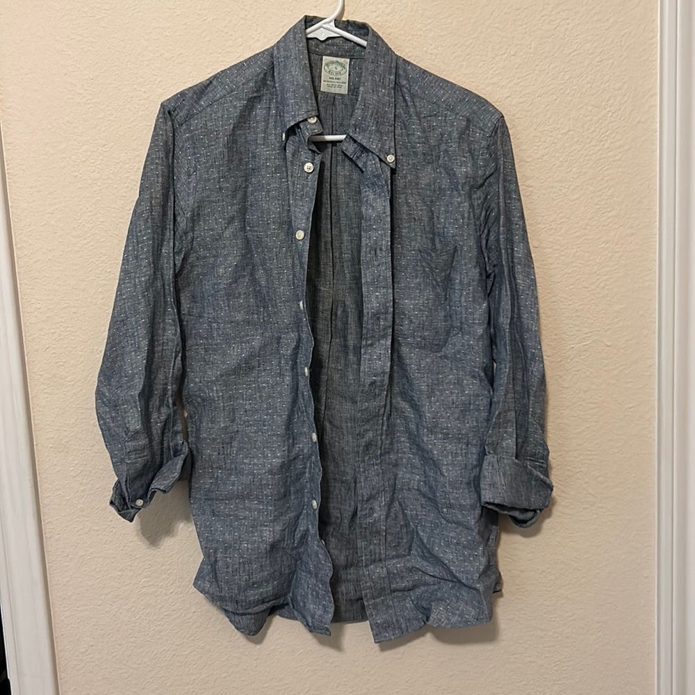 Brooks Brothers Milano Linen Shirt Small